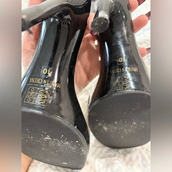 Women’s dancing heels Black Heels with Clear - Picture 6 of 8